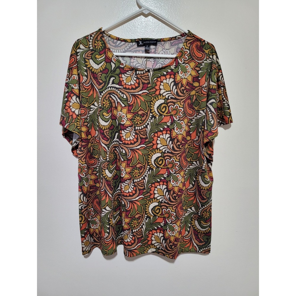 Jules & Leopold Paisley Floral Top Womens 2X Multicolor Boho Blouse